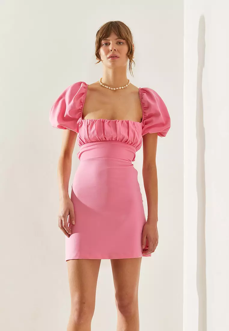 Back Tie Detail Mini Dress