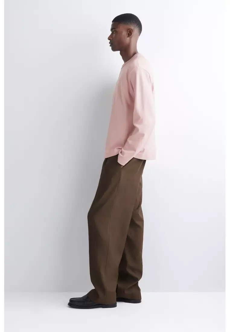 RELAXED JERSEY INTERLOCK LONG-SLEEVED T-SHIRT