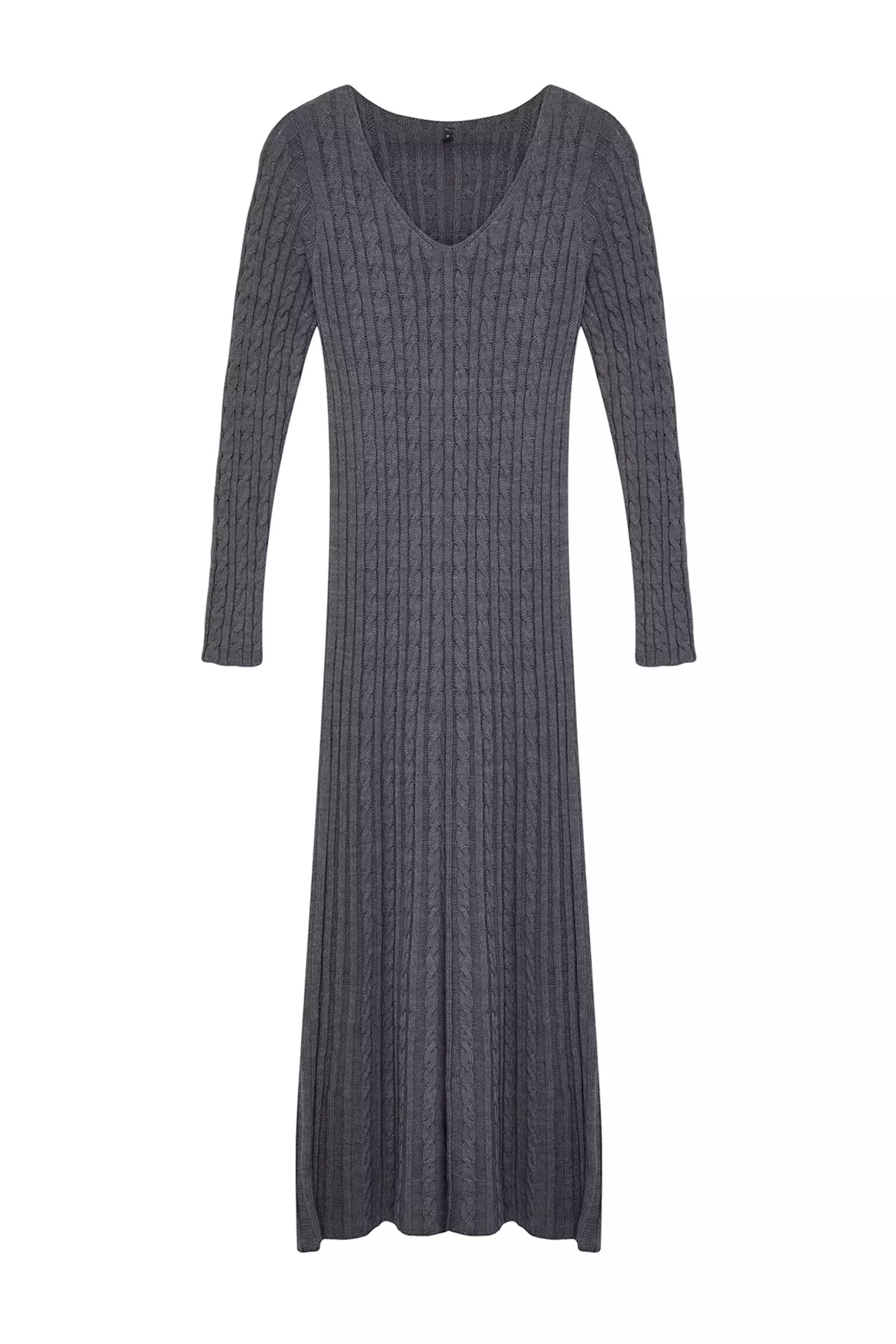 Maxi Knitwear Hair Knitted Dress Anthracite Basic Model