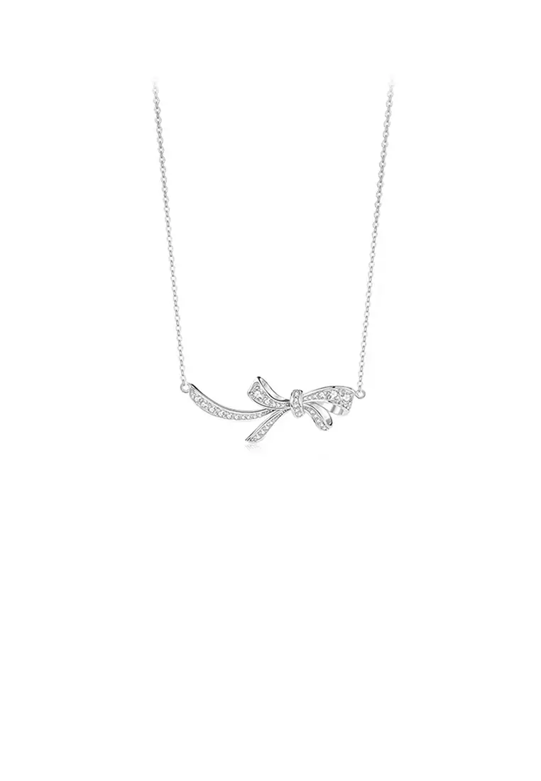 ZITIQUE 925 Sterling Silver Sweet and Cute Ribbon Pendant with