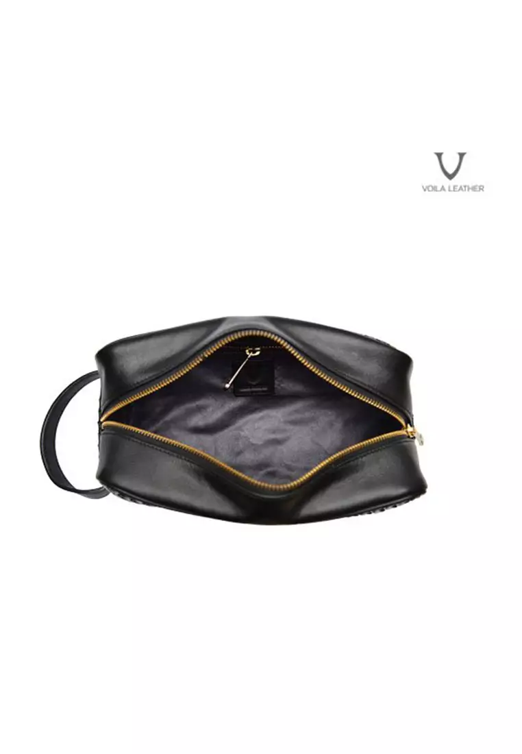 Pouch Anyaman Kulit Asli Voila New Andrea Black