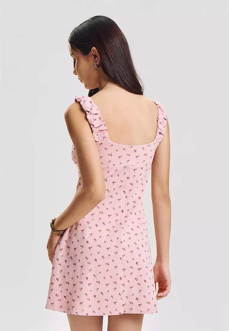 Floral All-Over Print Sleeveless Mini Dress