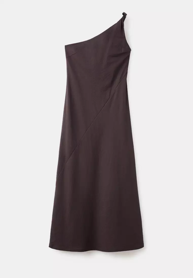 Buy Mango Asymmetrical Dress With Gathered Strap 2026 Online | ZALORA