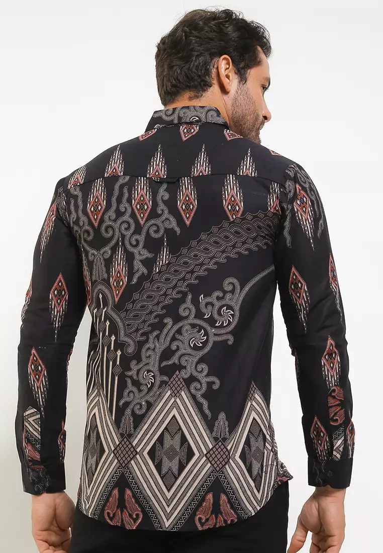 Ichan Kemeja Batik Premium Pria Casual Modern Lengan Panjang