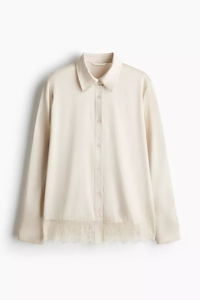 Oversized lace-trimmed shirt