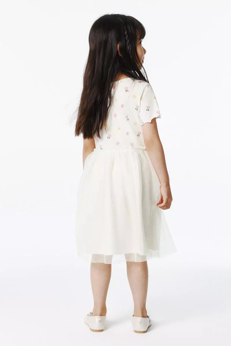 Printed tulle-skirt dress