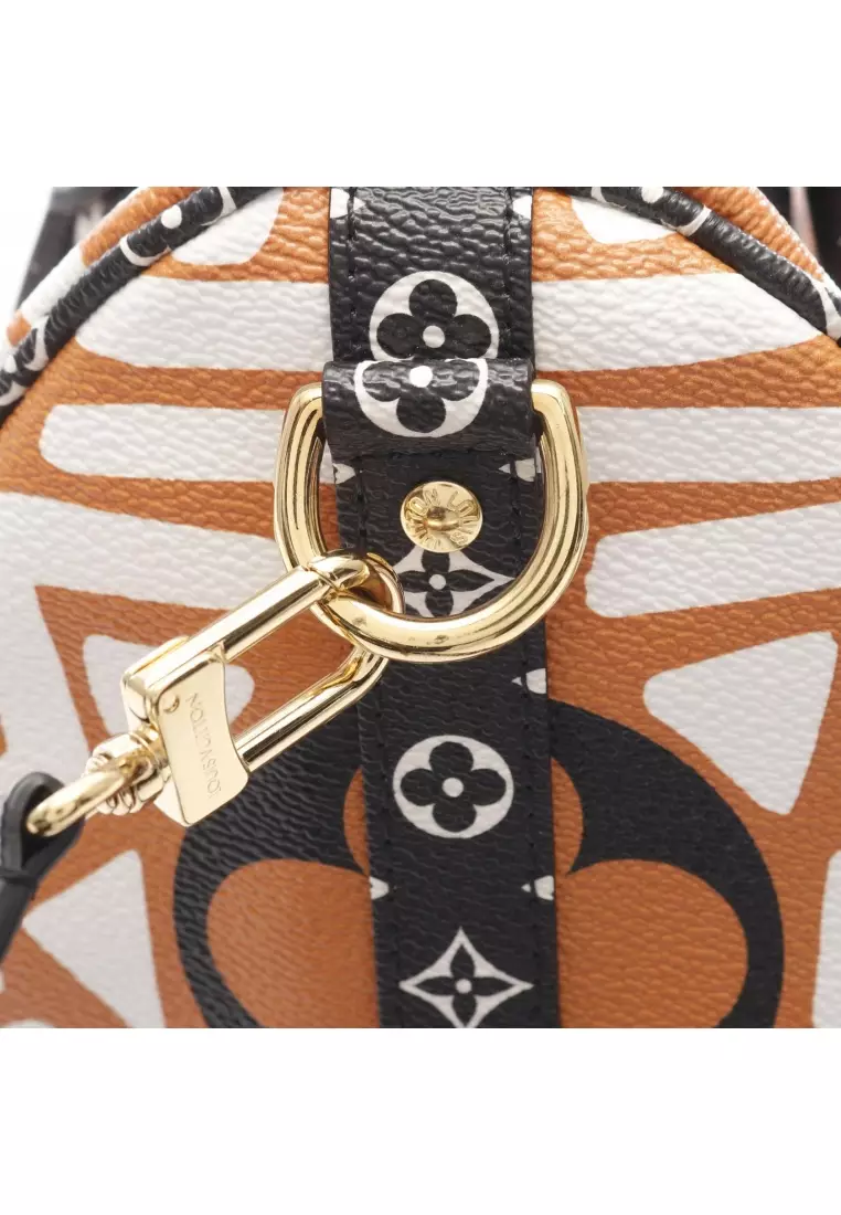 Pre-Loved Louis Vuitton Speedy Bandouliere 25 LV Craft monogram giant Handbag PVC orange multicolor 2WAY