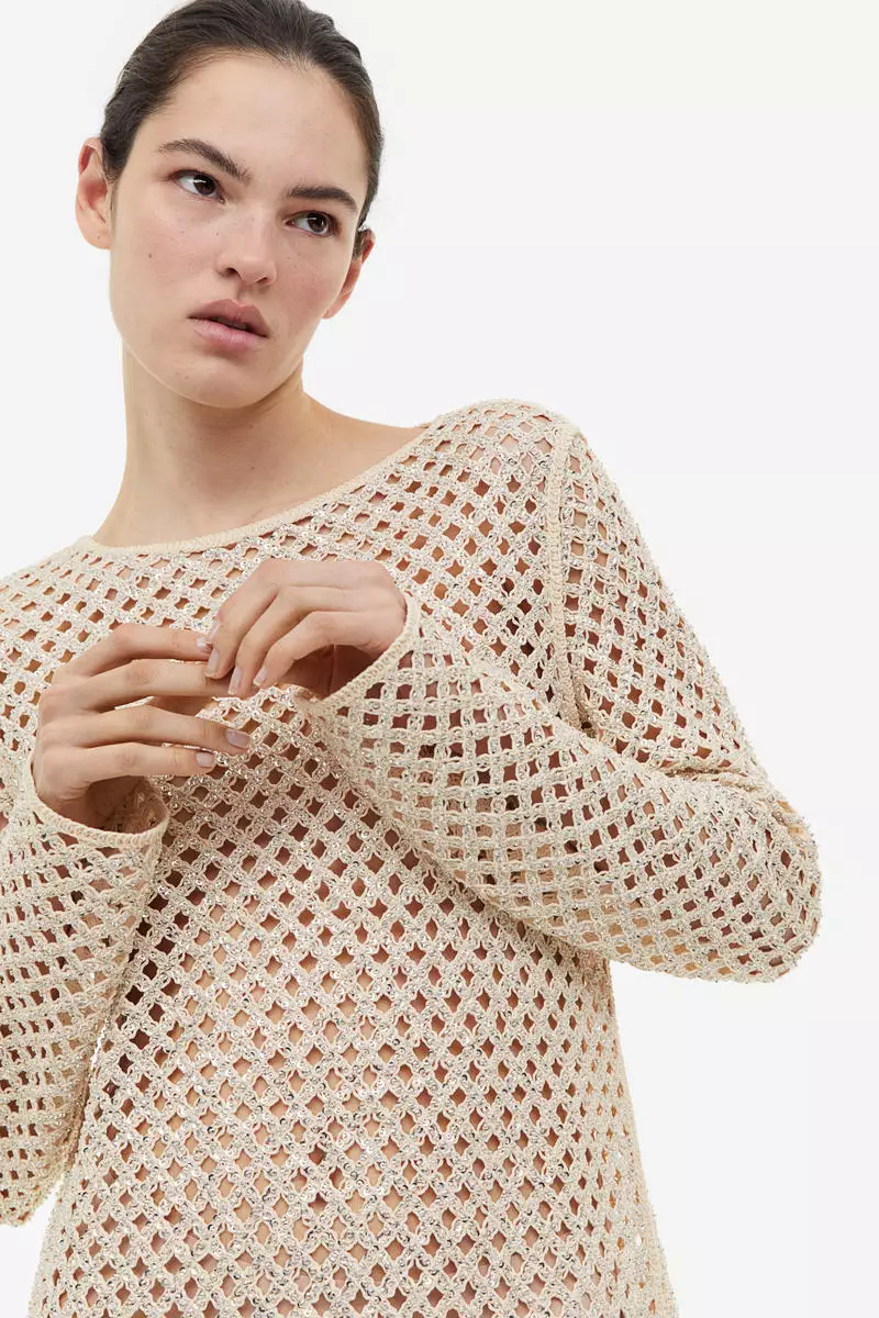 Buy H&M Sequined hole-knit dress 2026 Online | ZALORA