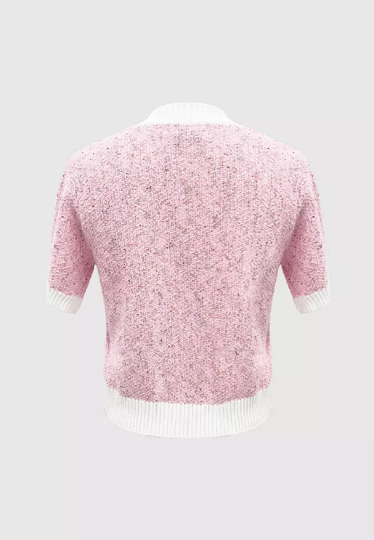 正肩袖圆领毛织外套