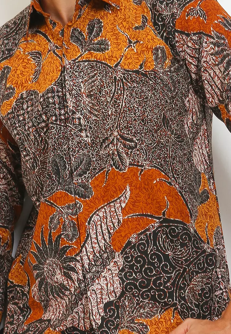 Kemeja Allium sativum brown slimfit