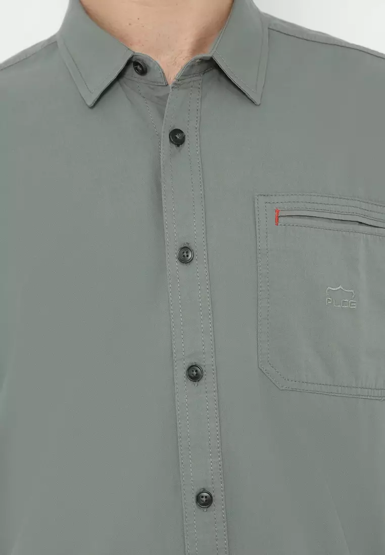 POLICE Kemeja Polos Cotton Regular Fit Lengan Pendek Pria