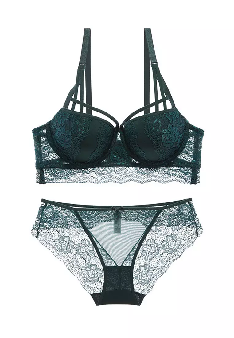 Buy ZITIQUE Racy Lace Lingerie Set (Bra And Underwear) - Green
