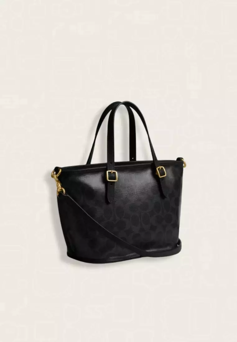 Coach Taxi Tote Bag 21 In Signature Canvas Black