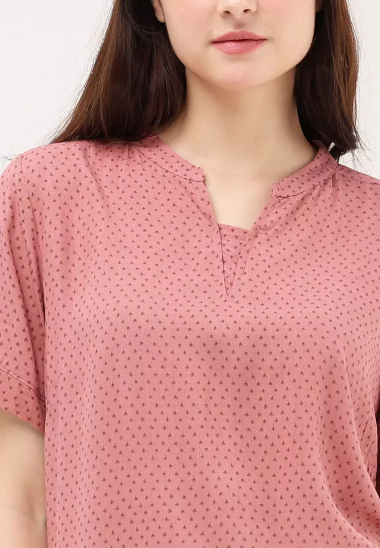 Short Sleeves Chinese Collar Blouse