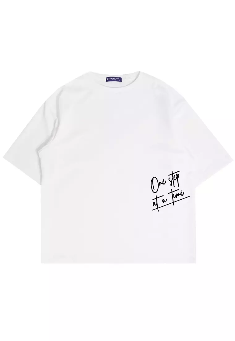 MTW05 kaos oversize keren scubalux "one step at a time" putih