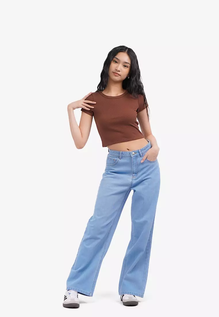 Short Sleeve Rib Crop T-Shirt