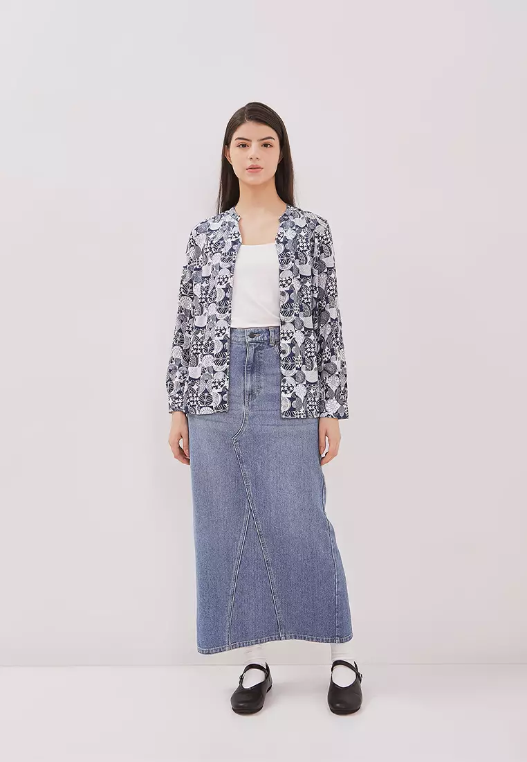 DUST Blouse Miswa Abstrak Biru Comfease (D.116475)