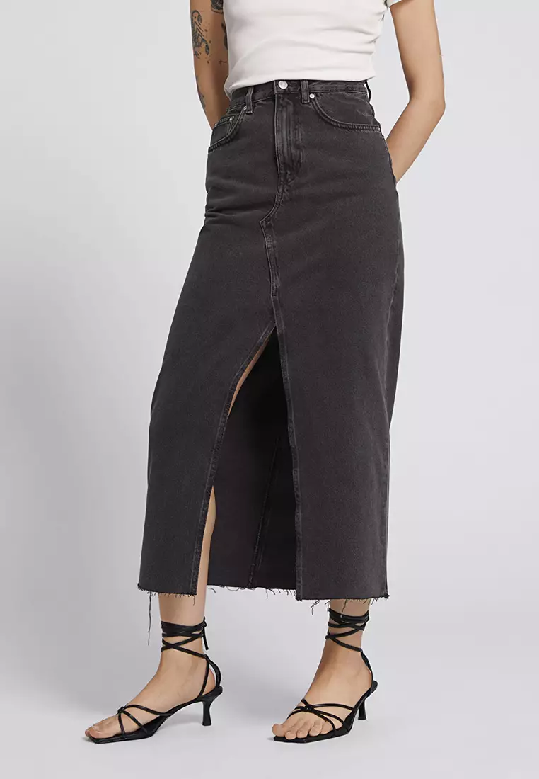 High Waisted Denim Pencil Skirt