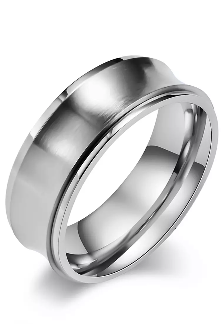 型男凹弧鈦鋼介子戒子