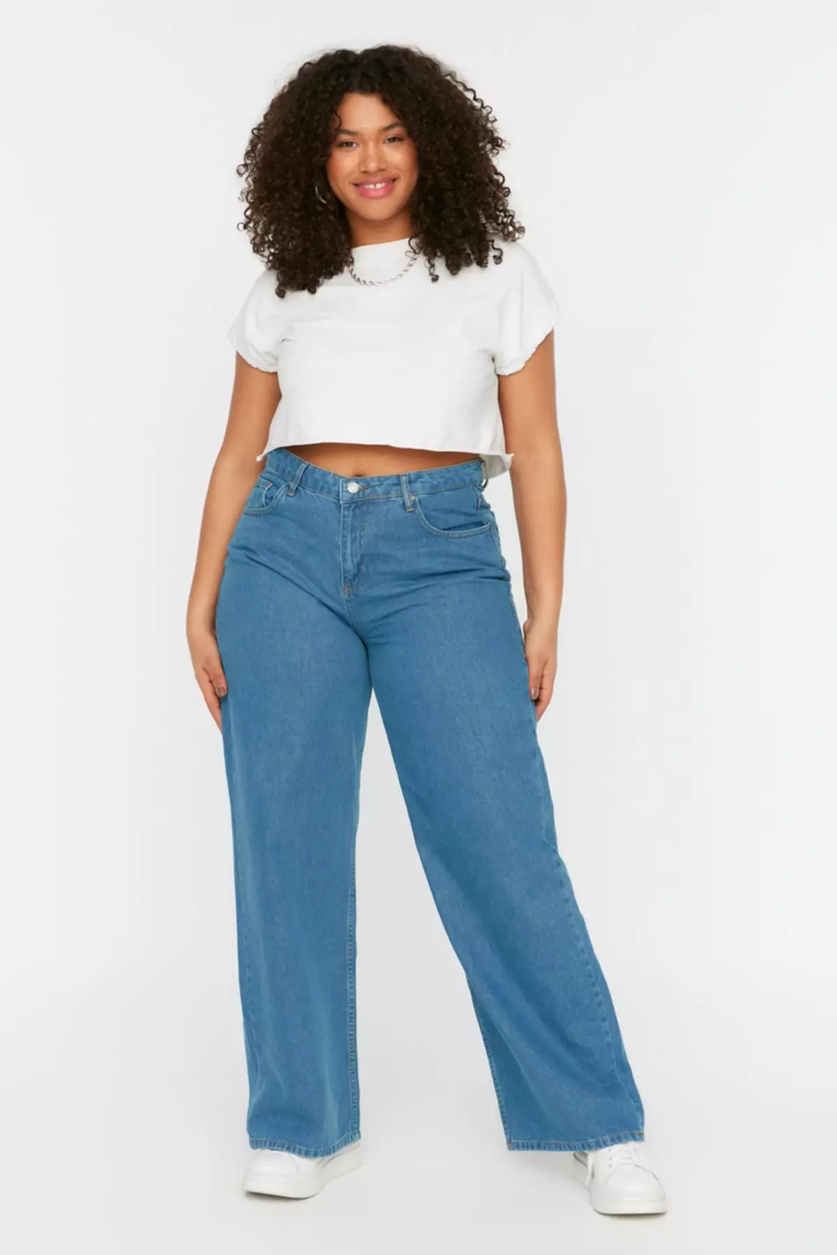 Plus Size High Waist Wide Leg Jeans