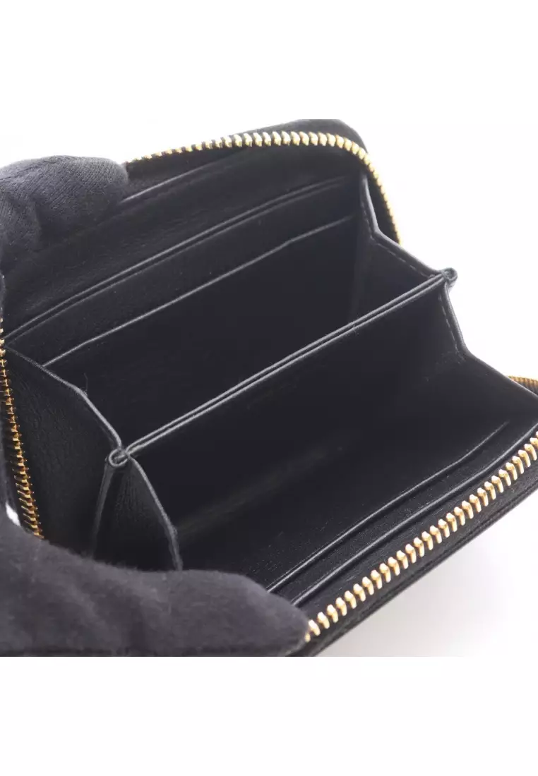 Pre-Loved Prada VITELLO MOVE round fastener coin purse Saffiano leather black