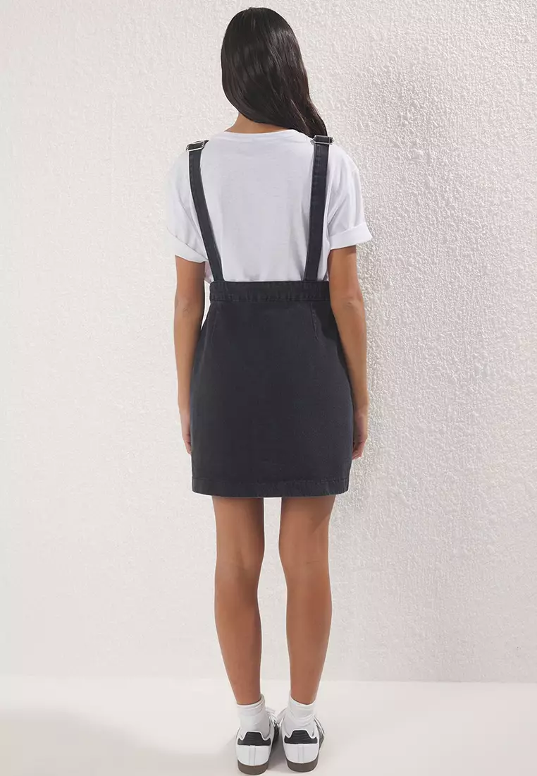 Anthracite Mini Salopet Denim Dress Twoss25El00702