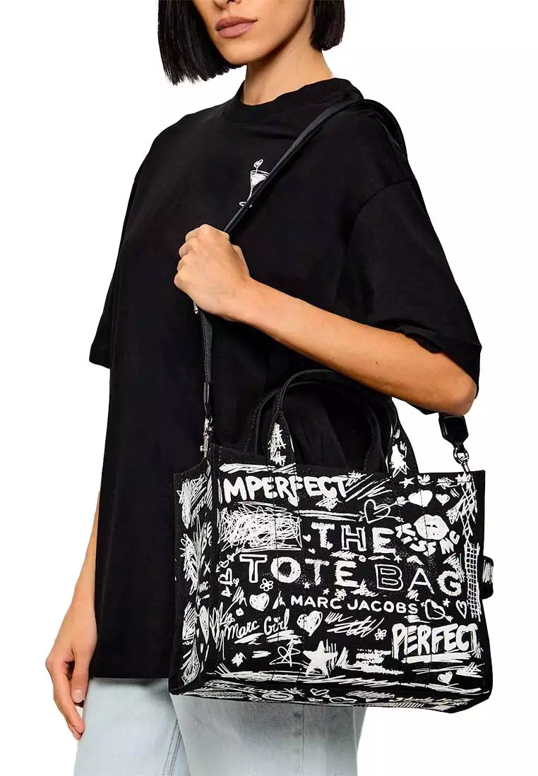 The Punk Scribble Canvas Medium Tote Bag Black Multi 2S6HTT015H02