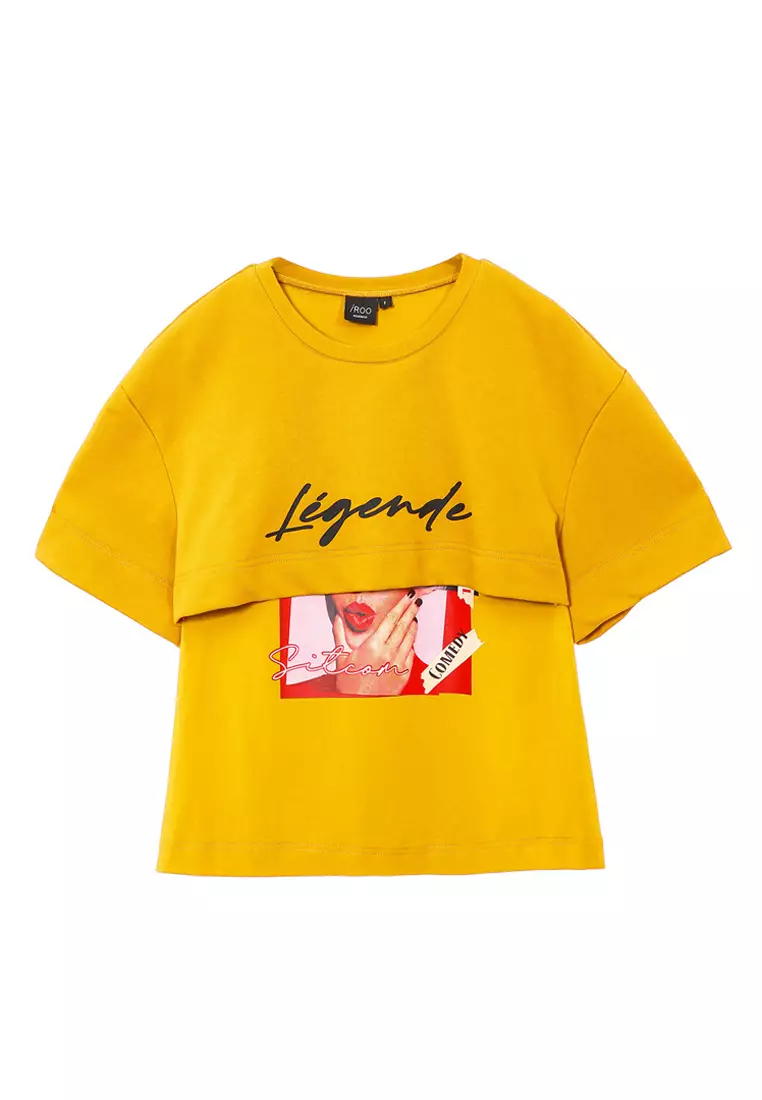 Two Layer Graphic Mustard Tee