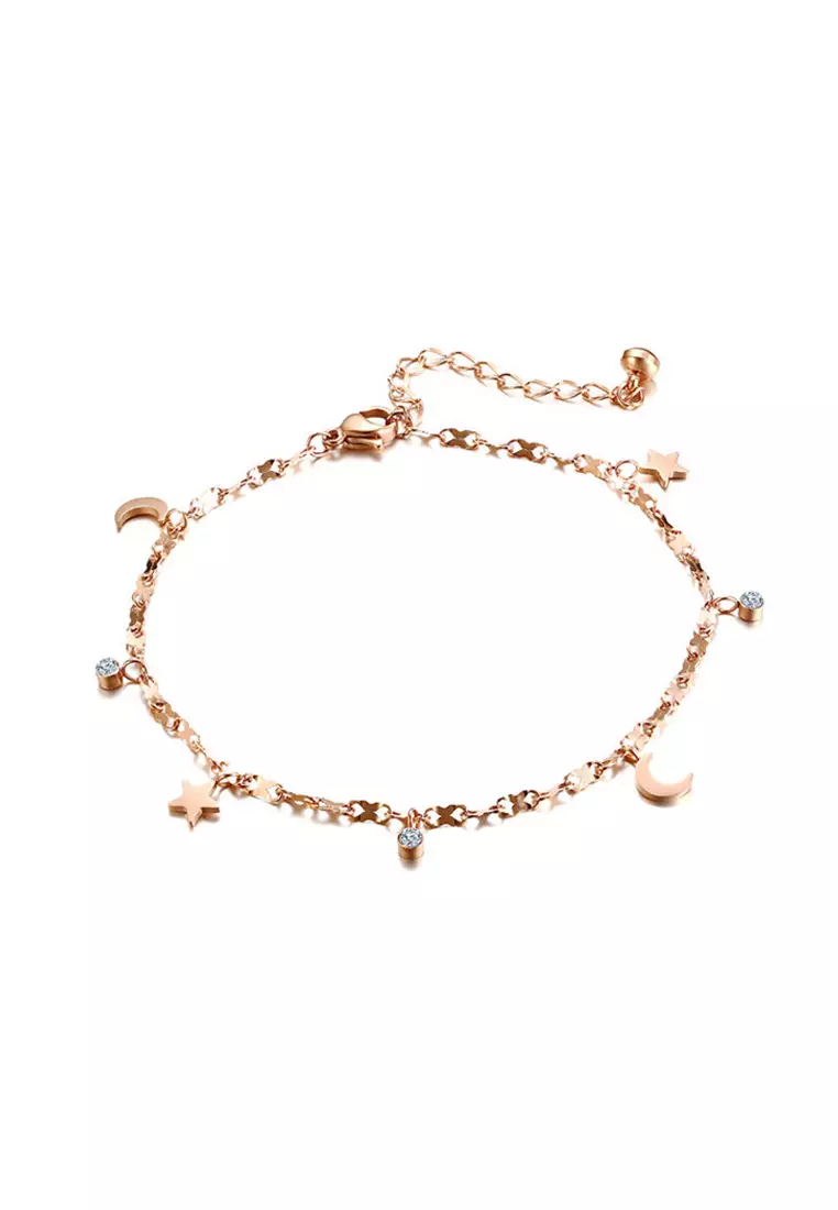 Celestial Moon And Stars With Zirconia Bracelet