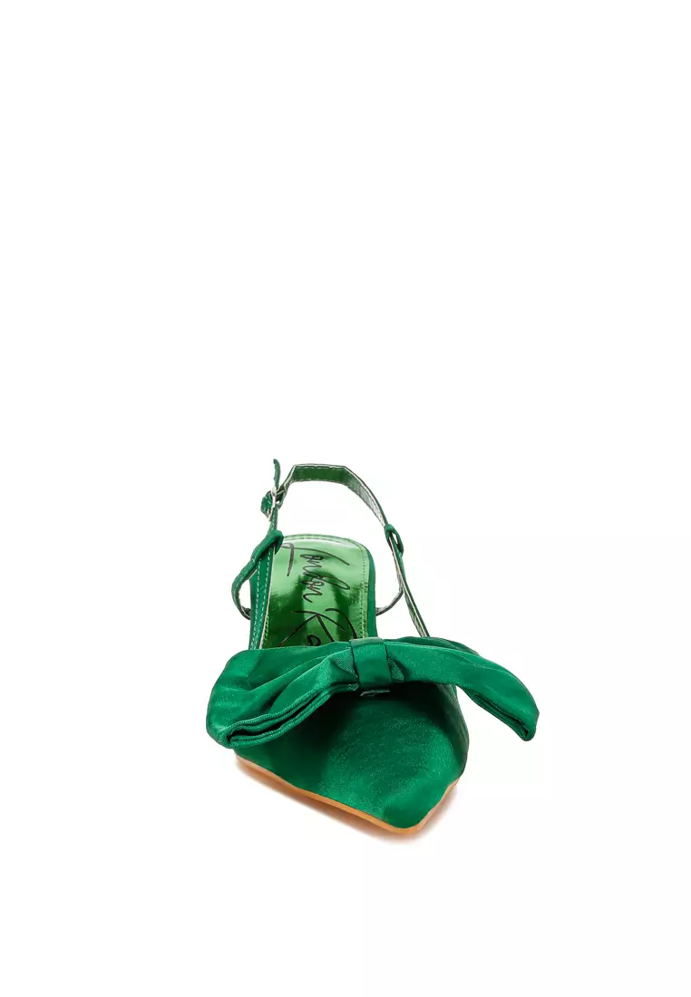 Sandal Slingback Pita Satin Warna Hijau