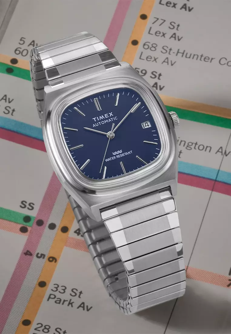 Timex Timex 1983 E Line Reissue Silver Stainless Steel Analog Automatic Watch For Men TW2Y07400