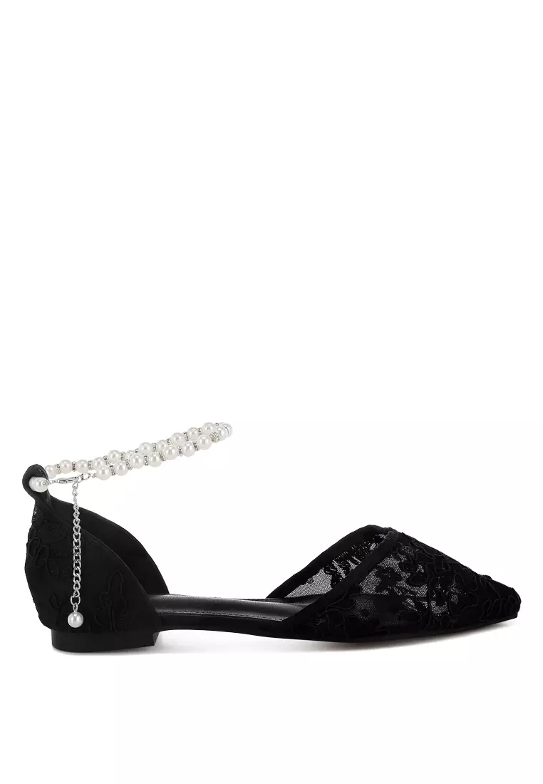Discount on Rag & CO.  shoes - SKU: Pearl & Rhinestone Strap Flat Sandals in Black