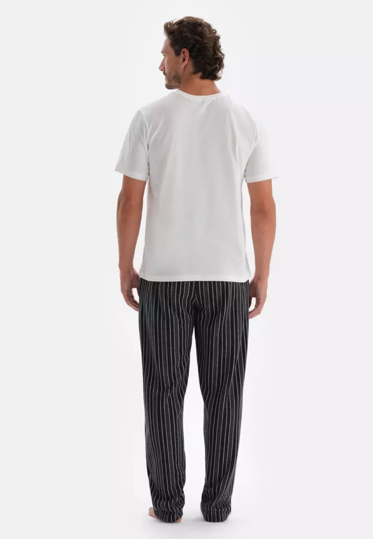 Smoke Knitwear Bottom Trousers, Striped, Regular Fit, Sleepwear for Men