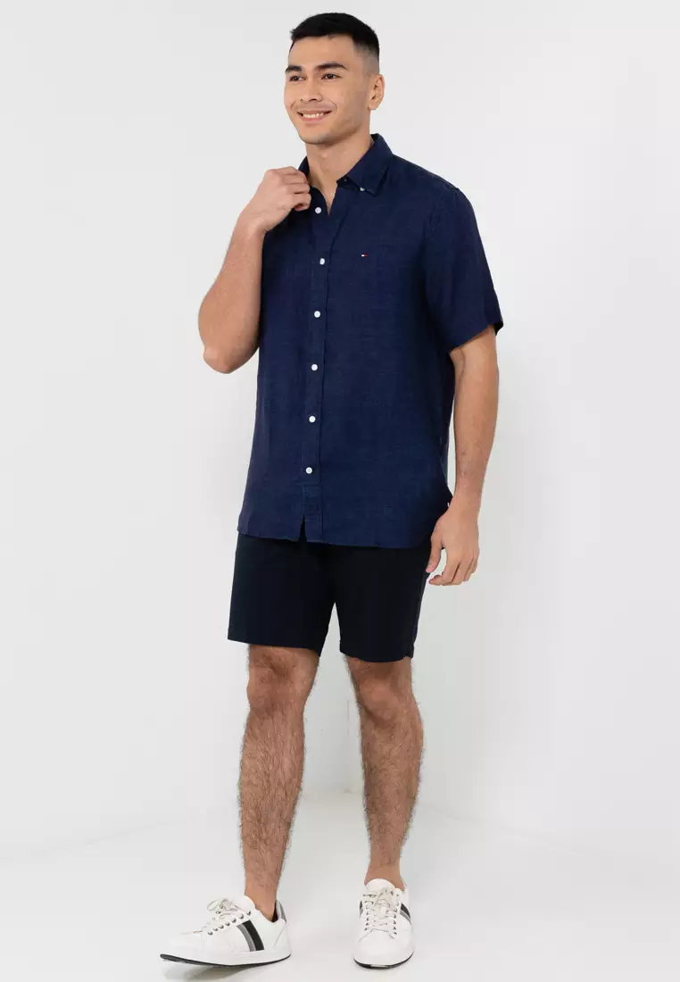 Tommy Hilfiger Short Sleeves Regular Fit Linen Shirt - Tommy Hilfiger ...