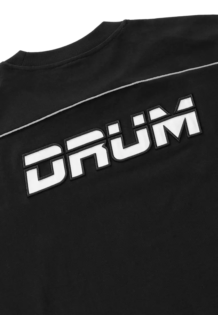 DRUM S. Classic Reflective Logo Oversized Boxy Tee- Black