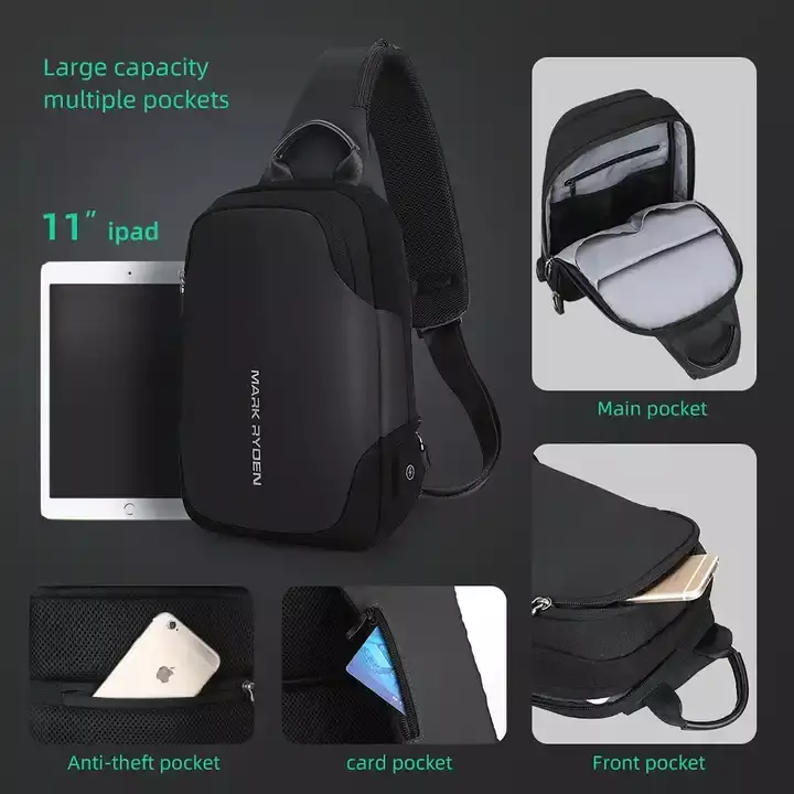 Mark Ryden MR7056 Tas Selempang Pria Waist Bag Sling Bag crossbody - BLACK