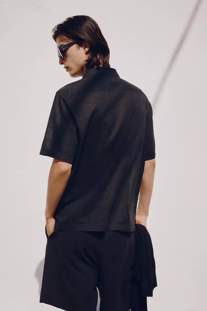 Regular Fit Short-sleeved linen-blend shirt