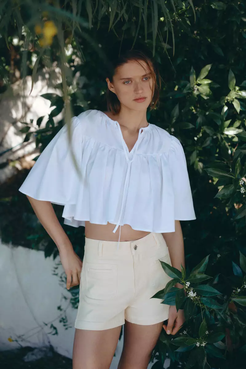 High-waisted denim shorts