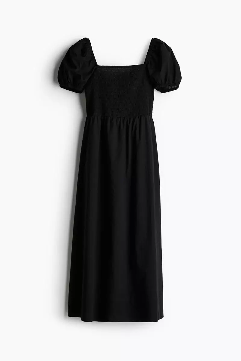 Puff-sleeved cotton dress