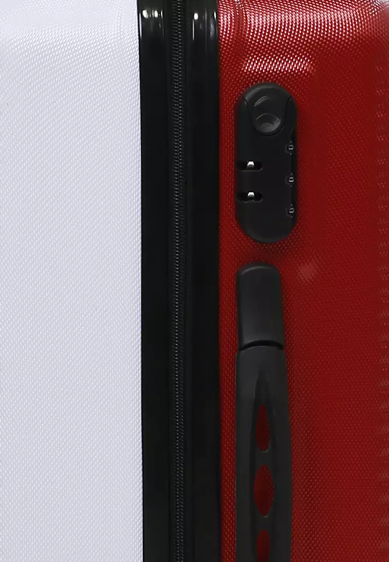 Carlton Koper Hardcase Unisex Size 20 Inch Dual Tone Color Large Compartment Suitcase Code Lock System Material ABS+PVC Coated ORIGINAL - White Red