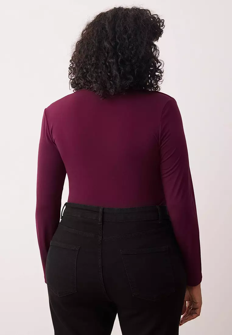 Plum Double Breasted Collar Bodycone Plus Size Body Tbbaw25Cs00008