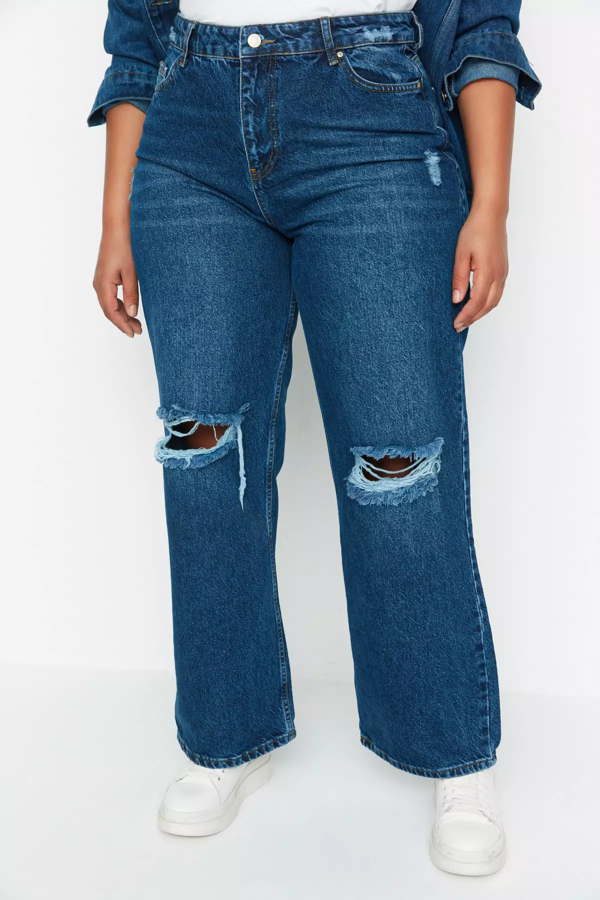 High Waist Wide Leg Ripped Jeans