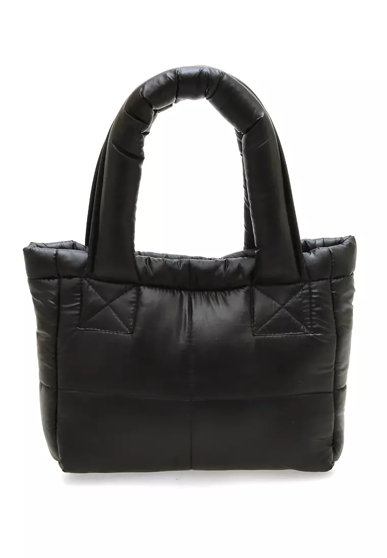 Angelina Pillow Puffy Bag Smooth Texture And High Quality - Black Metalic