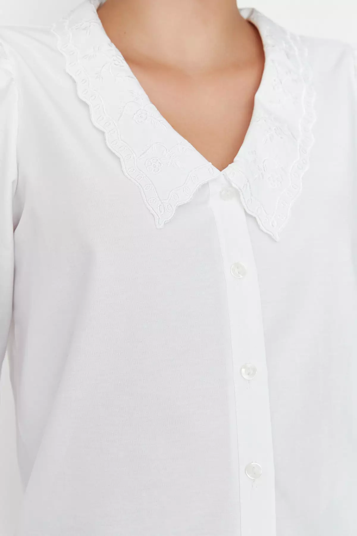Embroidered Collar Detail Blouse