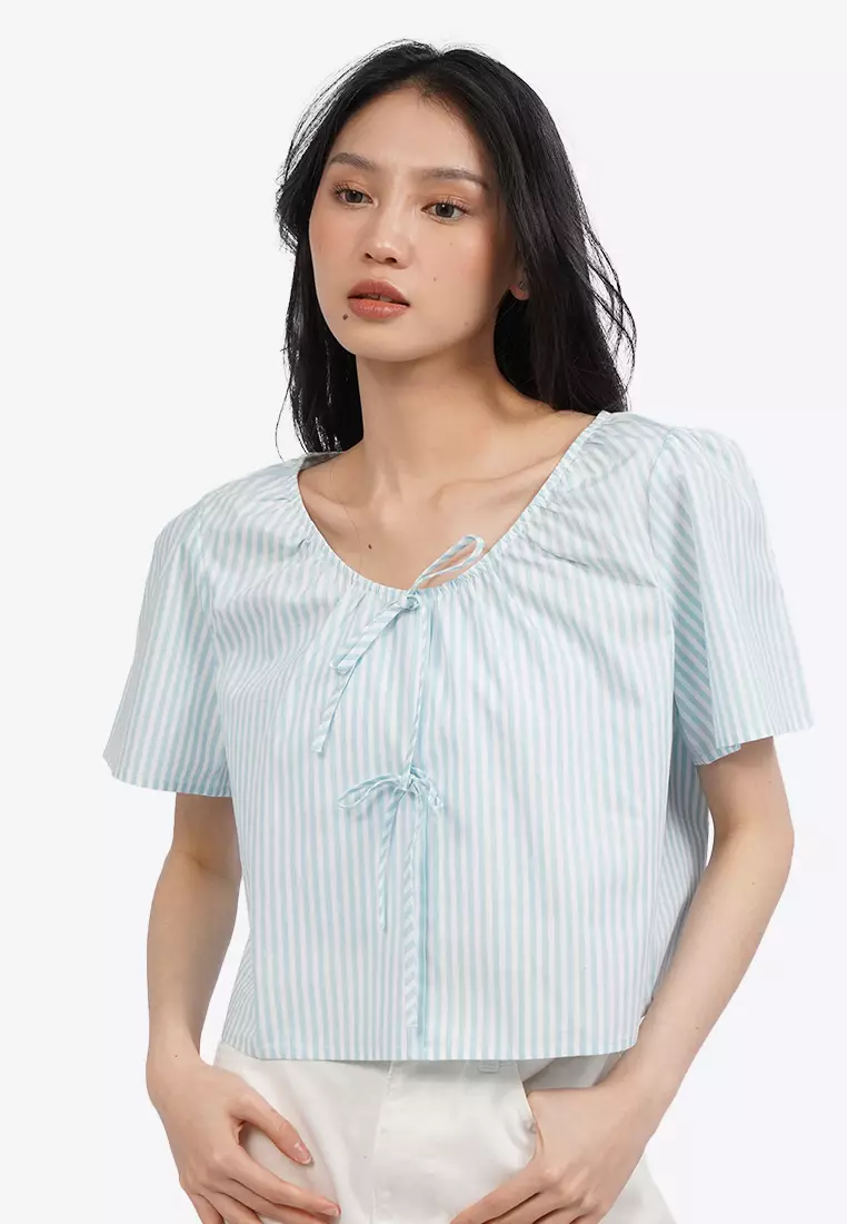 Bell Sleeve Blouse with Ribbon Details