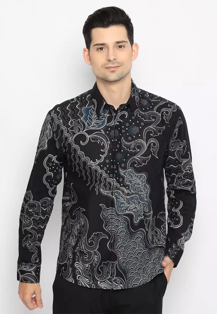 Kemeja Batik Pria Ganesha - Black