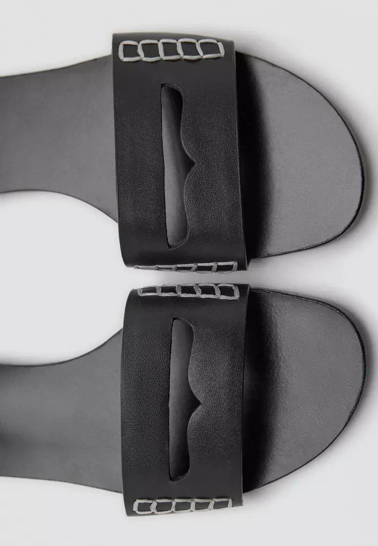 Leather Sandals With A Wide Strap