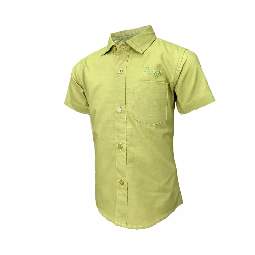 Pingu Kemeja Anak Laki Laki Polos Pendek Hijau 92204930