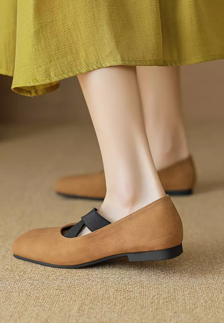 Cross Strap Square Toe Ballerinas WW8929-3