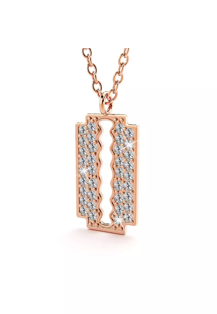 Glittery Blade Necklace-Rose Gold/Clear